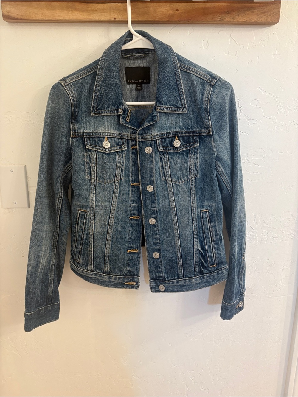 Banana Republic Distressed Medium Blue Denim Jacket